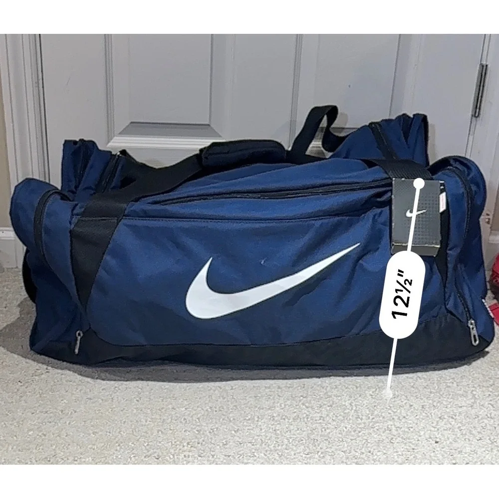 Nike vintage duffle Bag Navy Blue Black Gym Travel Bag Large nwt